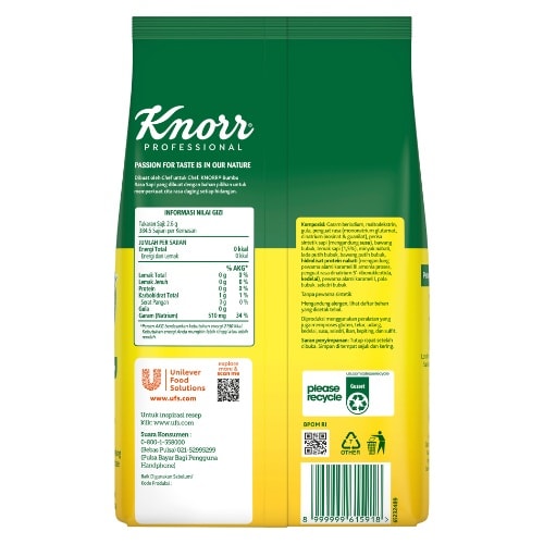 Knorr Bumbu Rasa Sapi 1kg - Knorr Beef Powder, dengan ekstrak daging sapi, menghasilkan kaldu sapi dengan rasa dan aroma daging yang mantap dalam waktu yang singkat! Cocok digunakan untuk berbagai jenis aplikasi